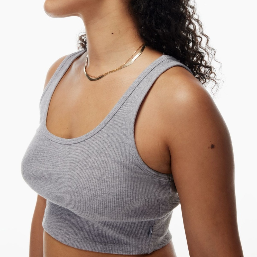 NWT Aritzia Cropped Scoopneck Rib Tank Heather Dover Grey